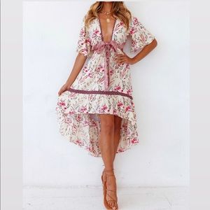 Sexy Floral High Low Dress